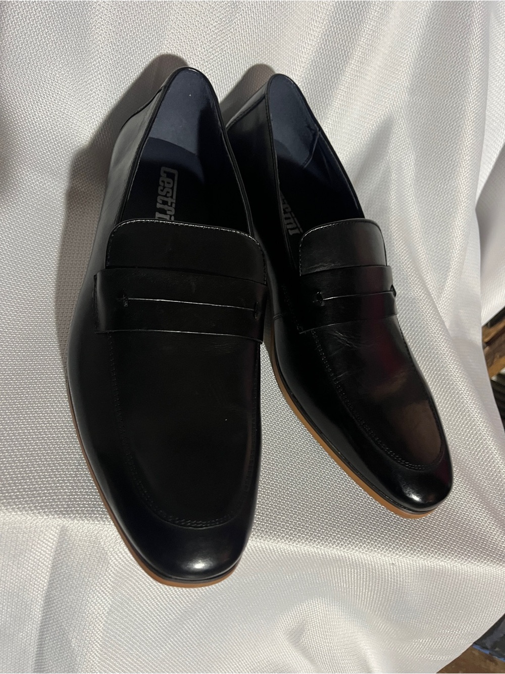 Men's Black Leather Slip-On Penny Loafers